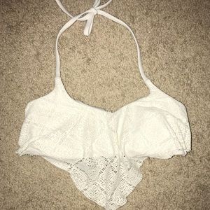 White Flounce Bikini Top